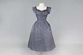 Image of Grey silk tea-length evening gown worn by Evelyn Baker Langlie, 1958